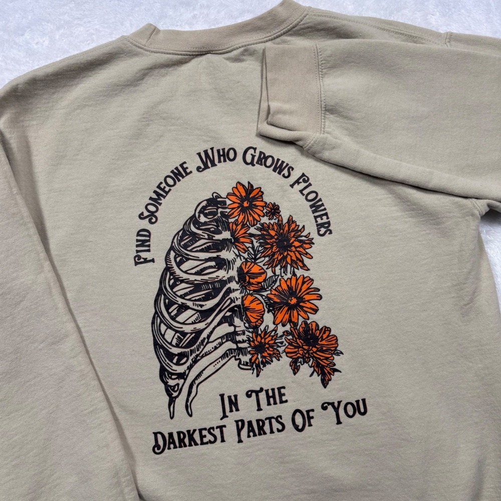 Zach Bryan Sweatshirt Women S Find Someon Grows Flowers in Dark Part Skeleton